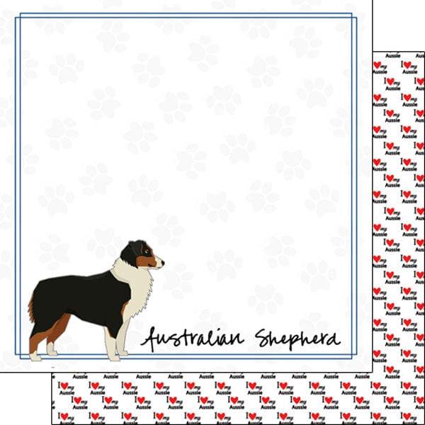 Puppy Love Collection Australian Shepherd 12 x 12 Double-Sided Scrapbook Paper by Scrapbook Customs - Scrapbook Supply Companies
