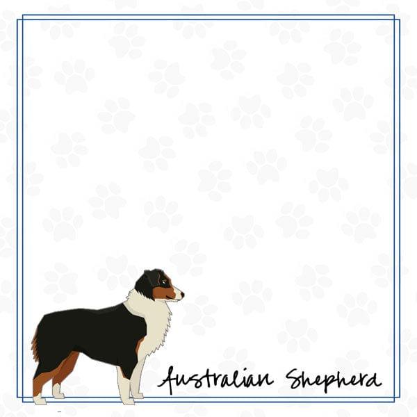 Puppy Love Collection Australian Shepherd 12 x 12 Double-Sided Scrapbook Paper by Scrapbook Customs - Scrapbook Supply Companies