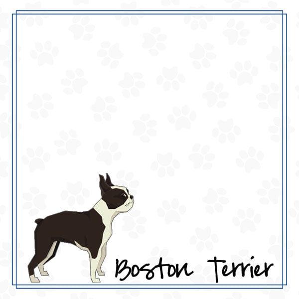 Puppy Love Collection Boston Terrier 12 x 12 Double-Sided Scrapbook Paper by Scrapbook Customs - Scrapbook Supply Companies
