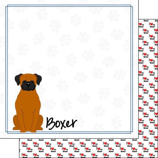 Puppy Love Collection Boxer 12 x 12 Double-Sided Scrapbook Paper by Scrapbook Customs - Scrapbook Supply Companies