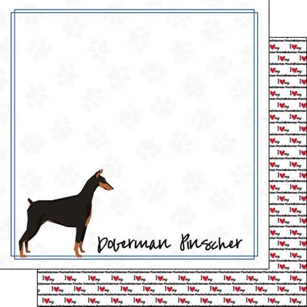 Puppy Love Collection Doberman Pinscher 12 x 12 Double-Sided Scrapbook Paper by Scrapbook Customs - Scrapbook Supply Companies