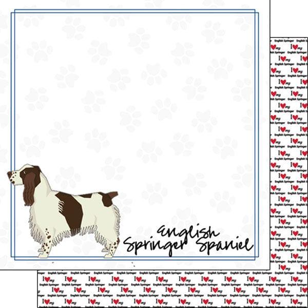 Puppy Love Collection English Springer Spaniel 12 x 12 Double-Sided Scrapbook Paper by Scrapbook Customs - Scrapbook Supply Companies