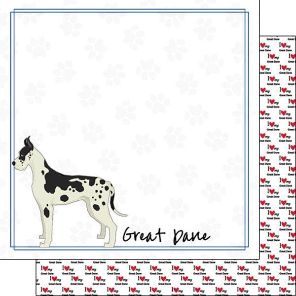 Puppy Love Collection Great Dane 12 x 12 Double-Sided Scrapbook Paper by Scrapbook Customs - Scrapbook Supply Companies