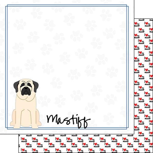 Puppy Love Collection Mastiff 12 x 12 Double-Sided Scrapbook Paper by Scrapbook Customs - Scrapbook Supply Companies