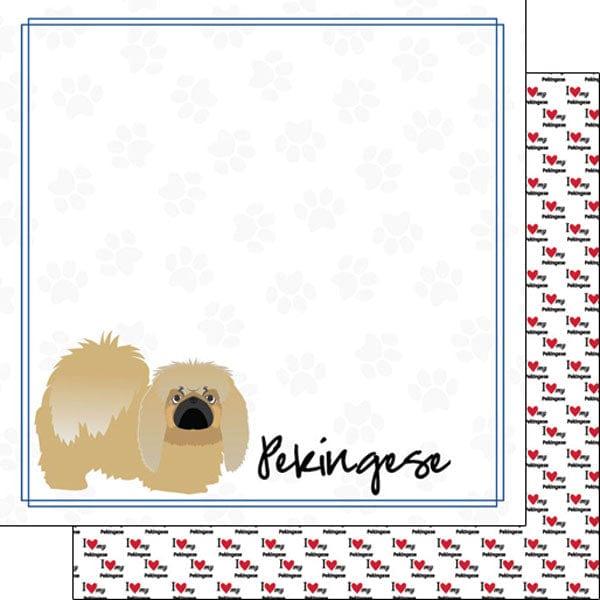 Puppy Love Collection Pekingese 12 x 12 Double-Sided Scrapbook Paper by Scrapbook Customs - Scrapbook Supply Companies