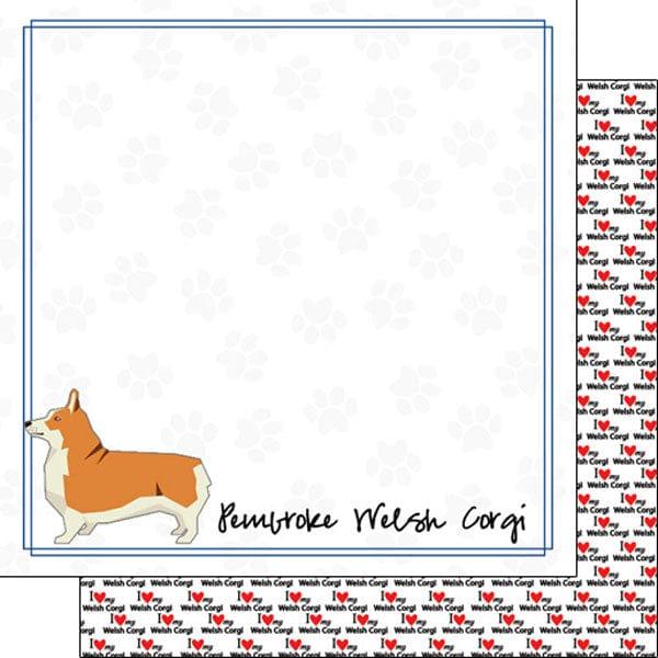 Puppy Love Collection Pembroke Welsh Corgi 12 x 12 Double-Sided Scrapbook Paper by Scrapbook Customs - Scrapbook Supply Companies