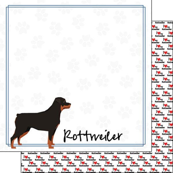 Puppy Love Collection Rottweiler 12 x 12 Double-Sided Scrapbook Paper by Scrapbook Customs