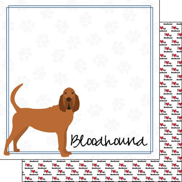 Puppy Love Collection Bloodhound 12 x 12 Double-Sided Scrapbook Paper by Scrapbook Customs - Scrapbook Supply Companies