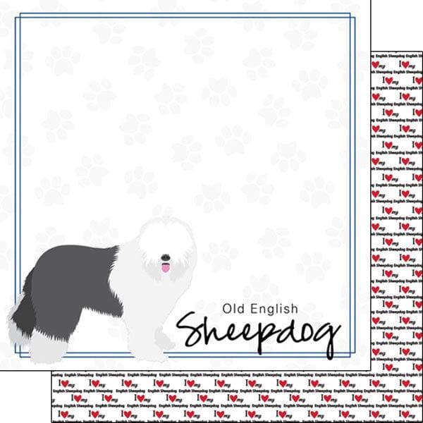 Puppy Love Collection Old English Sheepdog 12 x 12 Double-Sided Scrapbook Paper by Scrapbook Customs - Scrapbook Supply Companies