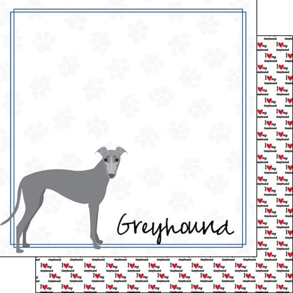 Puppy Love Collection Greyhound 12 x 12 Double-Sided Scrapbook Paper by Scrapbook Customs