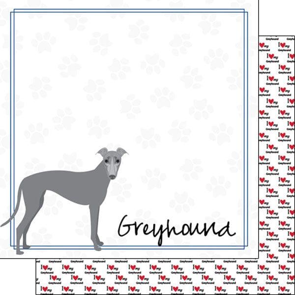 Puppy Love Collection Greyhound 12 x 12 Double-Sided Scrapbook Paper by Scrapbook Customs - Scrapbook Supply Companies