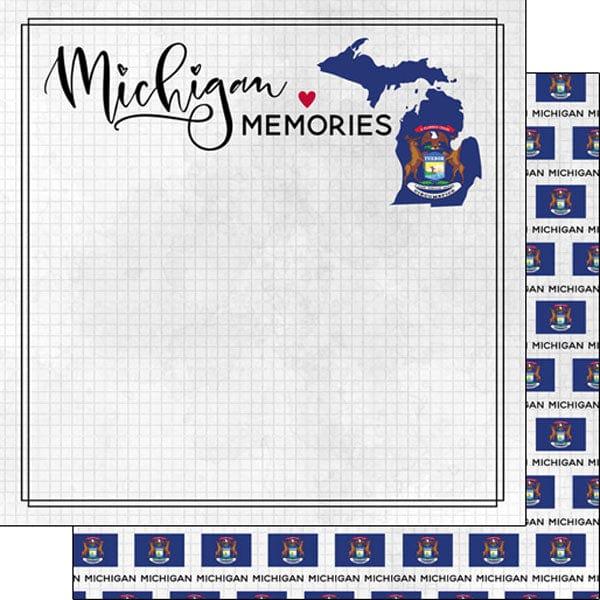 Travel Adventure Collection Michigan Memories 12 x 12 Double-Sided Scrapbook Paper by Scrapbook Customs - Scrapbook Supply Companies