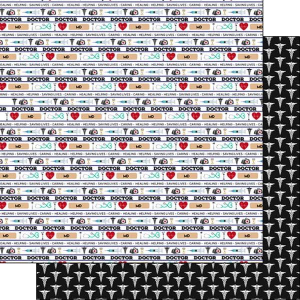 Occupation Collection Doctor MD Images 12 x 12 Double Sided Scrapbook Paper by Scrapbook Customs