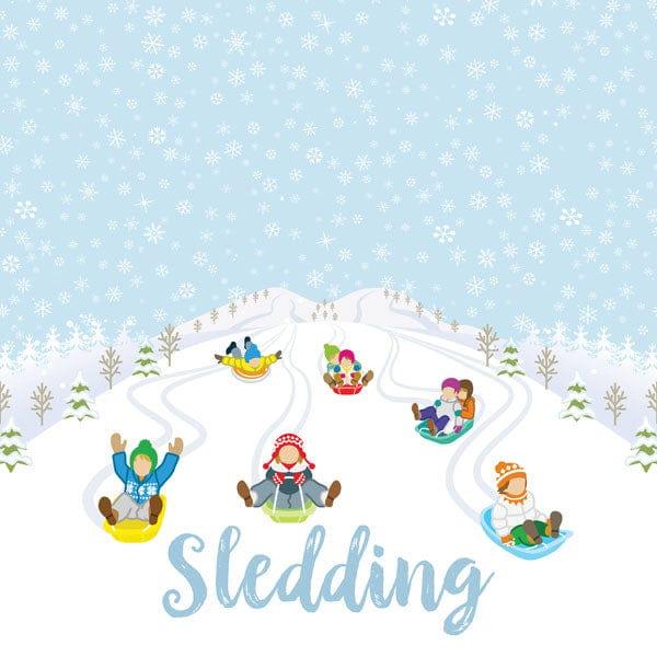 Winter Fun Collection Sledding 12 x 12 Double-Sided Scrapbook Paper by Scrapbook Customs - Scrapbook Supply Companies