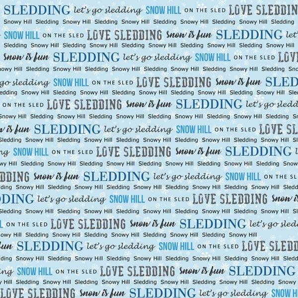 Winter Fun Collection Sledding 12 x 12 Double-Sided Scrapbook Paper by Scrapbook Customs - Scrapbook Supply Companies