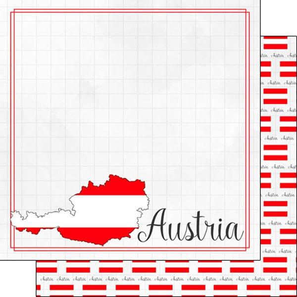 Travel Adventure Collection Austria Border 12 x 12 Double-Sided Scrapbook Paper by Scrapbook Customs - Scrapbook Supply Companies