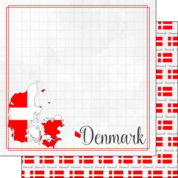 Travel Adventure Collection Denmark Border 12 x 12 Double-Sided Scrapbook Paper by Scrapbook Customs - Scrapbook Supply Companies