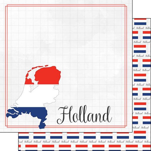 Travel Adventure Collection Holland Border 12 x 12 Double-Sided Scrapbook Paper by Scrapbook Customs - Scrapbook Supply Companies
