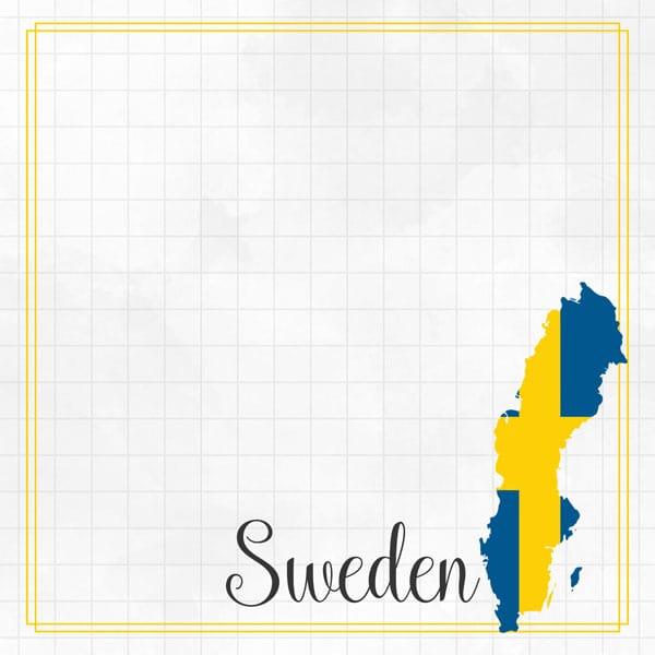 Travel Adventure Collection Sweden Border 12 x 12 Double-Sided Scrapbook Paper by Scrapbook Customs - Scrapbook Supply Companies