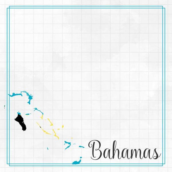 Travel Adventure Collection Bahamas Border 12 x 12 Double-Sided Scrapbook Paper by Scrapbook Customs - Scrapbook Supply Companies