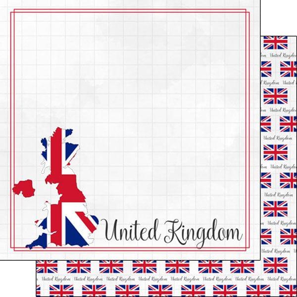 Travel Adventure Collection United Kingdom Border 12 x 12 Double-Sided Scrapbook Paper by Scrapbook Customs