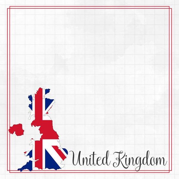 Travel Adventure Collection United Kingdom Border 12 x 12 Double-Sided Scrapbook Paper by Scrapbook Customs - Scrapbook Supply Companies
