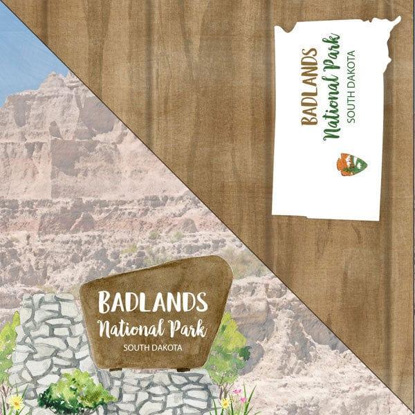 National Park Collection Badlands National Park 12 x 12 Double-Sided Scrapbook Paper by Scrapbook Customs