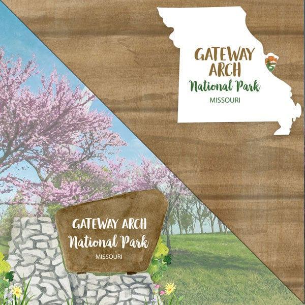 National Park Collection Gateway Arch National Park 12 x 12 Double-Sided Scrapbook Paper by Scrapbook Customs - Scrapbook Supply Companies