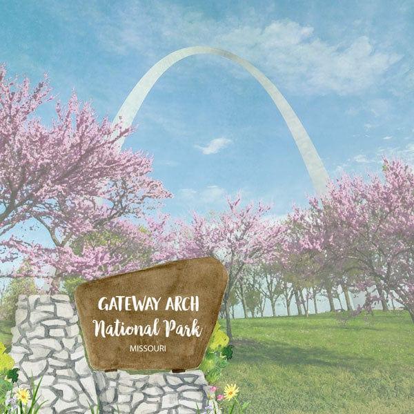National Park Collection Gateway Arch National Park 12 x 12 Double-Sided Scrapbook Paper by Scrapbook Customs - Scrapbook Supply Companies