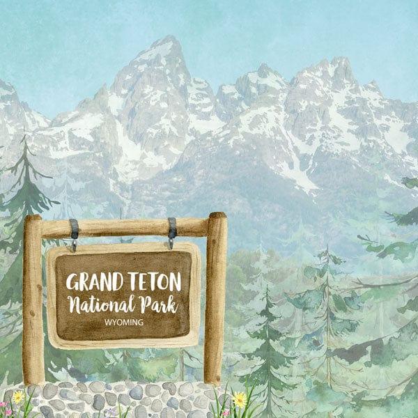 National Park Collection Grand Teton National Park 12 x 12 Double-Sided Scrapbook Paper by Scrapbook Customs - Scrapbook Supply Companies