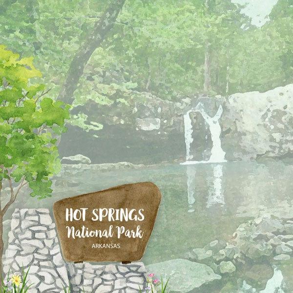 National Park Collection Hot Springs National Park 12 x 12 Double-Sided Scrapbook Paper by Scrapbook Customs - Scrapbook Supply Companies