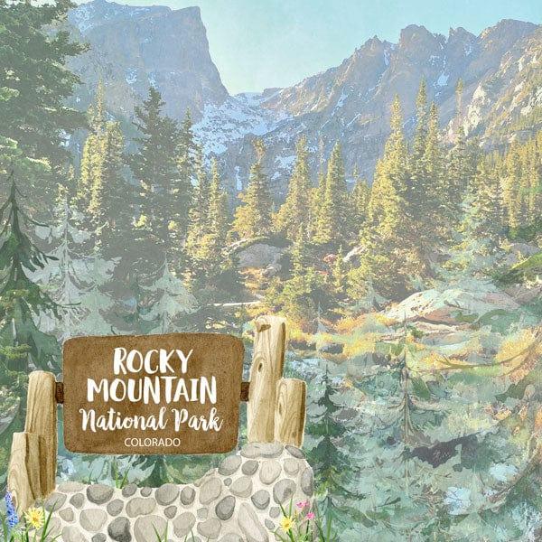 National Park Collection Rocky Mountain National Park 12 x 12 Double-Sided Scrapbook Paper by Scrapbook Customs - Scrapbook Supply Companies