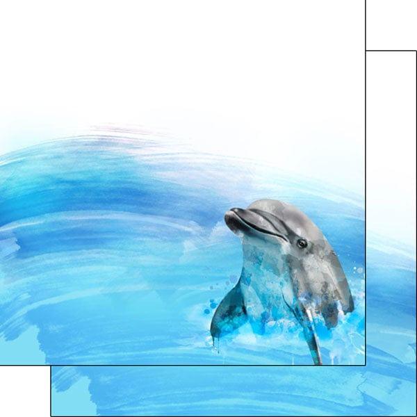 Watercolor Collection Dolphin Encounter 12 x 12 Double-Sided Scrapbook Paper by Scrapbook Customs - Scrapbook Supply Companies