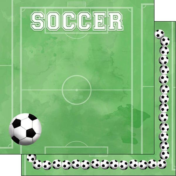 Watercolor Sports Collection Soccer 12 x 12 Double-Sided Scrapbook Paper by Scrapbook Customs - Scrapbook Supply Companies