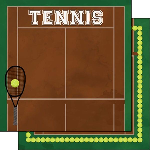 Watercolor Sports Collection Tennis 12 x 12 Double-Sided Scrapbook Paper by Scrapbook Customs