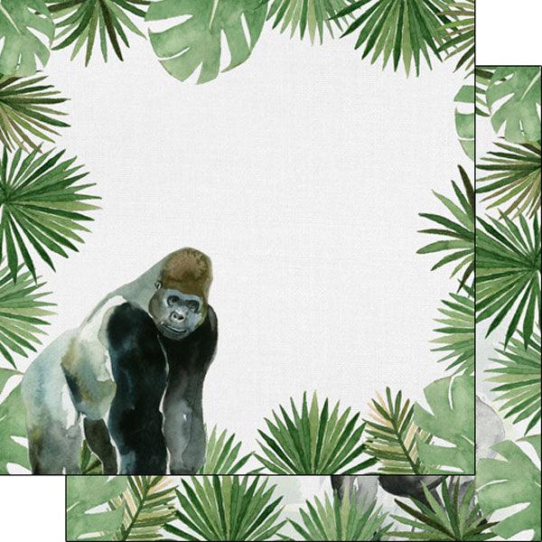 African Safari Collection Gorilla 12 x 12 Double-Sided Scrapbook Paper by Scrapbook Customs - Scrapbook Supply Companies