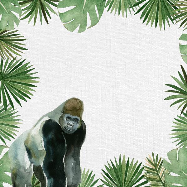 African Safari Collection Gorilla 12 x 12 Double-Sided Scrapbook Paper by Scrapbook Customs - Scrapbook Supply Companies