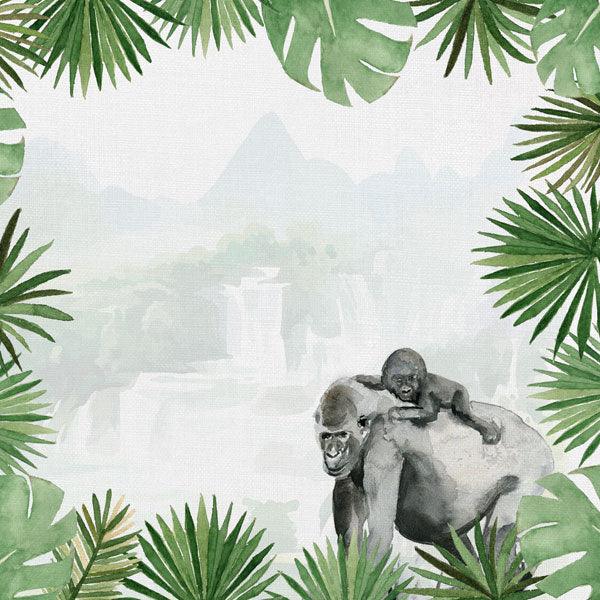 African Safari Collection Gorilla 12 x 12 Double-Sided Scrapbook Paper by Scrapbook Customs - Scrapbook Supply Companies