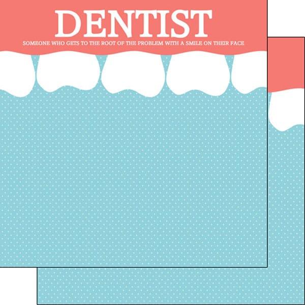 Occupation Collection Dentist Teeth 12 x 12 Double Sided Scrapbook Paper by Scrapbook Customs - Scrapbook Supply Companies