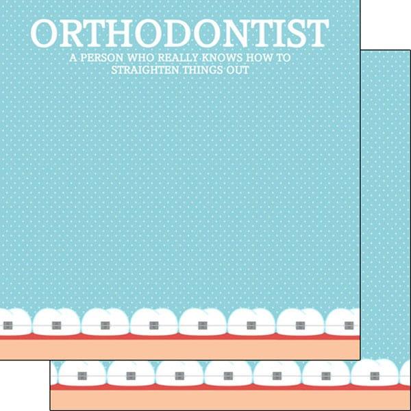 Occupation Collection Orthodontist Braces Border 12 x 12 Double Sided Scrapbook Paper by Scrapbook Customs