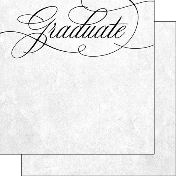 Fancy Graduate Collection Cursive Graduation 12 x 12 Double-Sided Scrapbook Paper by Scrapbook Customs - Scrapbook Supply Companies