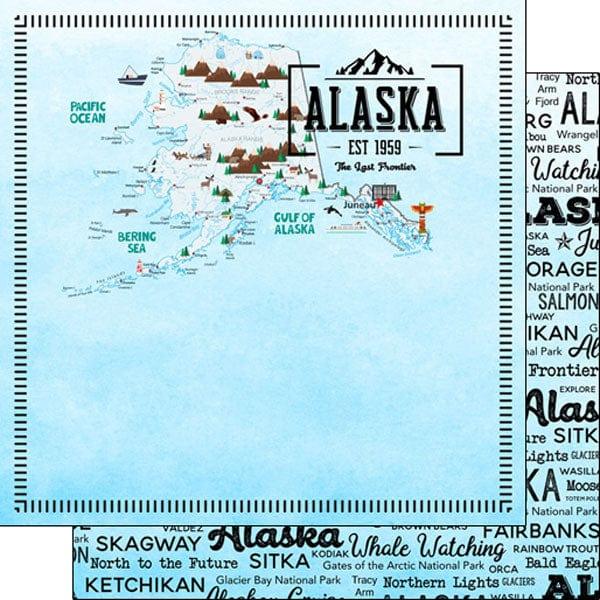 Postage Map Collection Alaska 12 x 12 Scrapbook Paper by Scrapbook Customs - Scrapbook Supply Companies