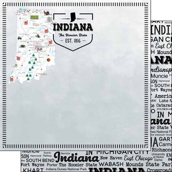 Postage Map Collection Indiana 12 x 12 Scrapbook Paper by Scrapbook Customs - Scrapbook Supply Companies