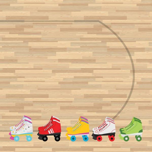 Roller Skating Collection Watercolor Floor 12 x 12 Double-Sided Scrapbook Paper by Scrapbook Customs - Scrapbook Supply Companies