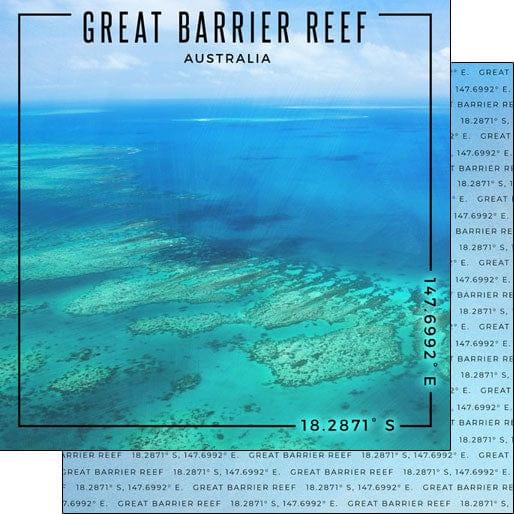 Travel Coordinates Collection Great Barrier Reef, Australia 12 x 12 Double-Sided Scrapbook Paper by Scrapbook Customs