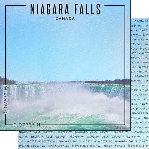 Travel Coordinates Collection Niagara Falls, Canada 12 x 12 Double-Sided Scrapbook Paper by Scrapbook Customs