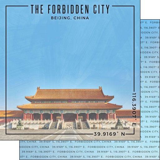 Travel Coordinates Collection The Forbidden City, Beijing, China 12 x 12 Double-Sided Scrapbook Paper by Scrapbook Customs