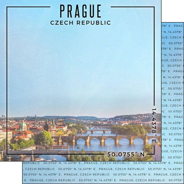 Travel Coordinates Collection Prague, Czech Republic 12 x 12 Double-Sided Scrapbook Paper by Scrapbook Customs - Scrapbook Supply Companies