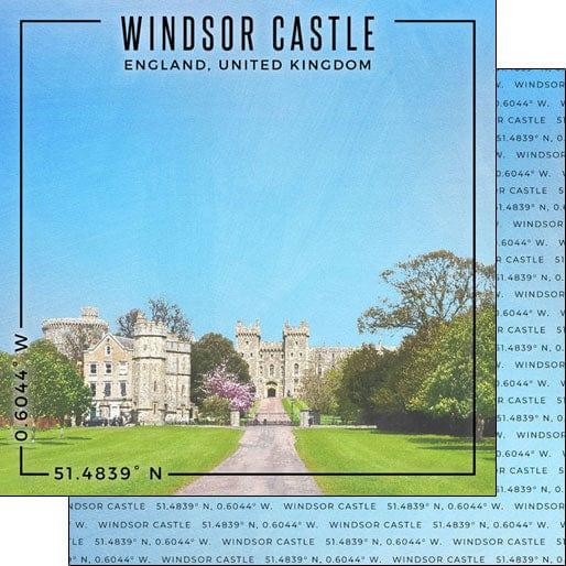 Travel Coordinates Collection Windsor Castle, England, UK 12 x 12 Double-Sided Scrapbook Paper by Scrapbook Customs - Scrapbook Supply Companies