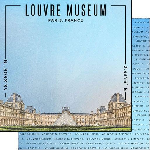 Travel Coordinates Collection Louvre Museum, Paris, France 12 x 12 Double-Sided Scrapbook Paper by Scrapbook Customs